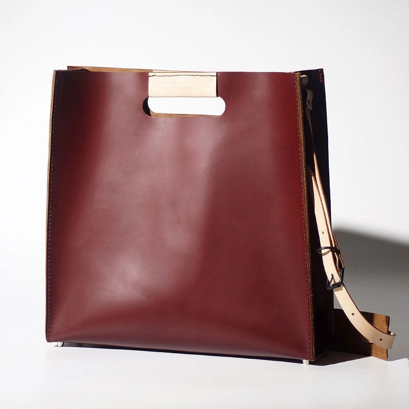 Plant Based Stylish Utility Handmade Leather Red Womens Tote Purse Handbag Tote Shopper Bag for Women