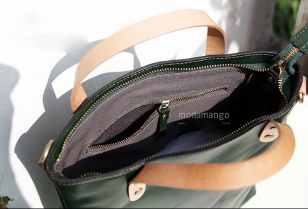 Beach Ready Compact Organizer Handmade Leather tote bag shopper bag for women leather shoulder bag handbag