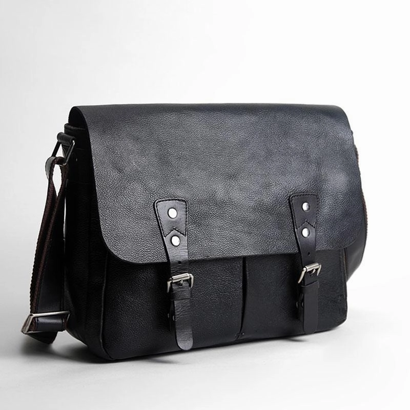 Handmade Vintage Leather Mens Cool Shoulder Bag Messenger Bags Cycling Bag for men Daily Comfort