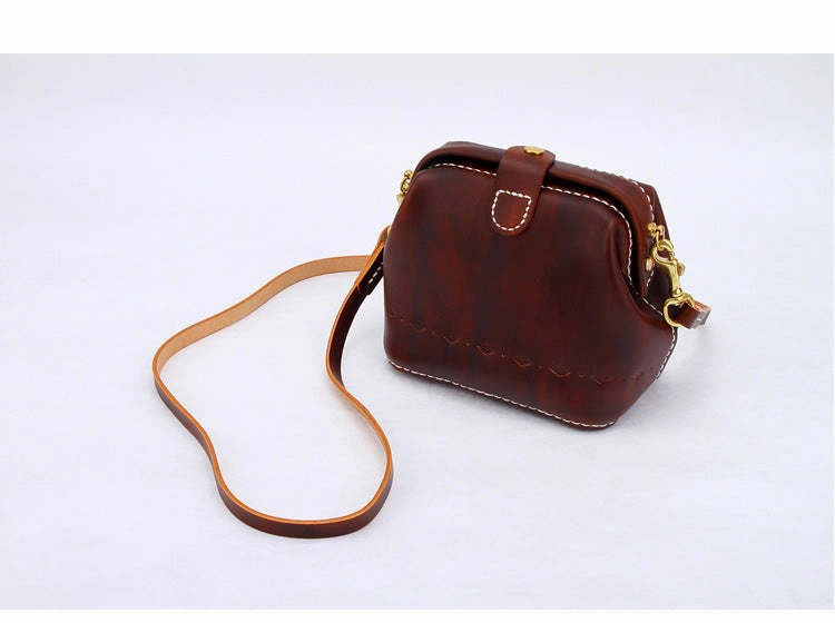 Handmade Womens Blue Leather Small doctor Purse shoulder doctor bags for women Compact Formfactor Smart Function