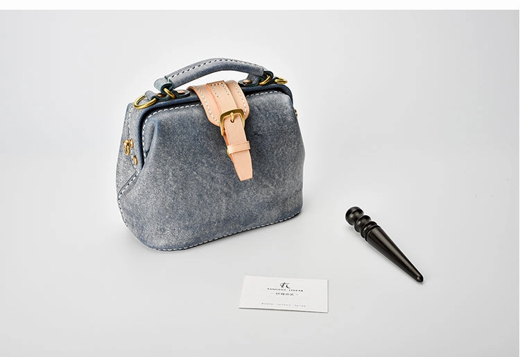 Handmade Womens Coffee Leather Small doctor Purse Coffee shoulder doctor bags for women Boho Style