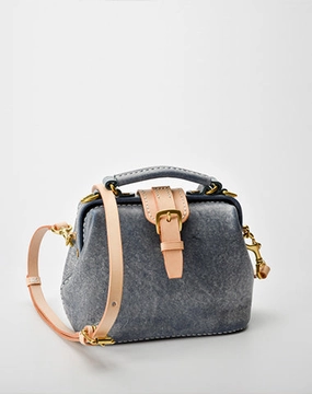 Handmade Womens Gray Leather Small doctor Purse Gray shoulder doctor bags for women Office Ready