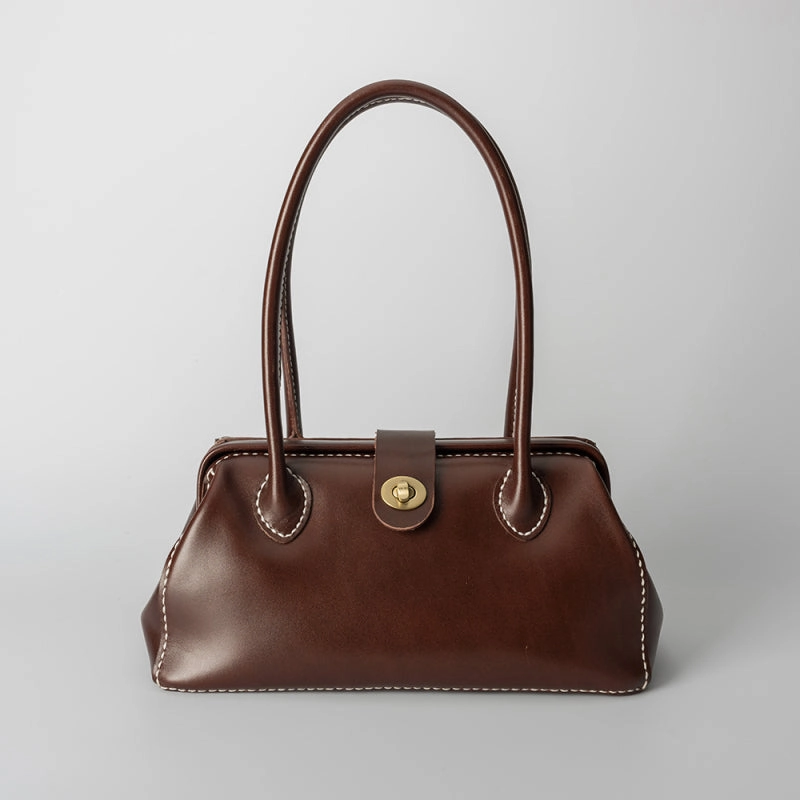 Classic Everyday Soft Finish Handmade Womens Leather Doctor Handbag Purse Beige Shoulder Bag Doctor Bags for Women