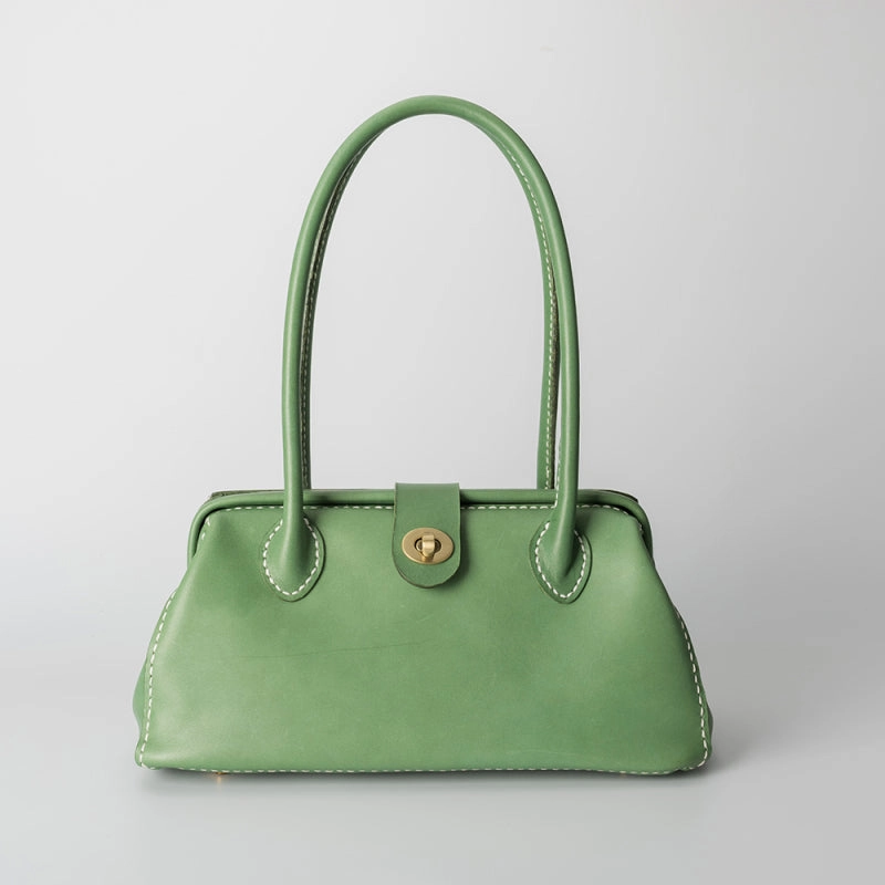 Luxury Travel Handmade Womens Leather Doctor Handbag Purse Green Shoulder Bag Doctor Bags for Women