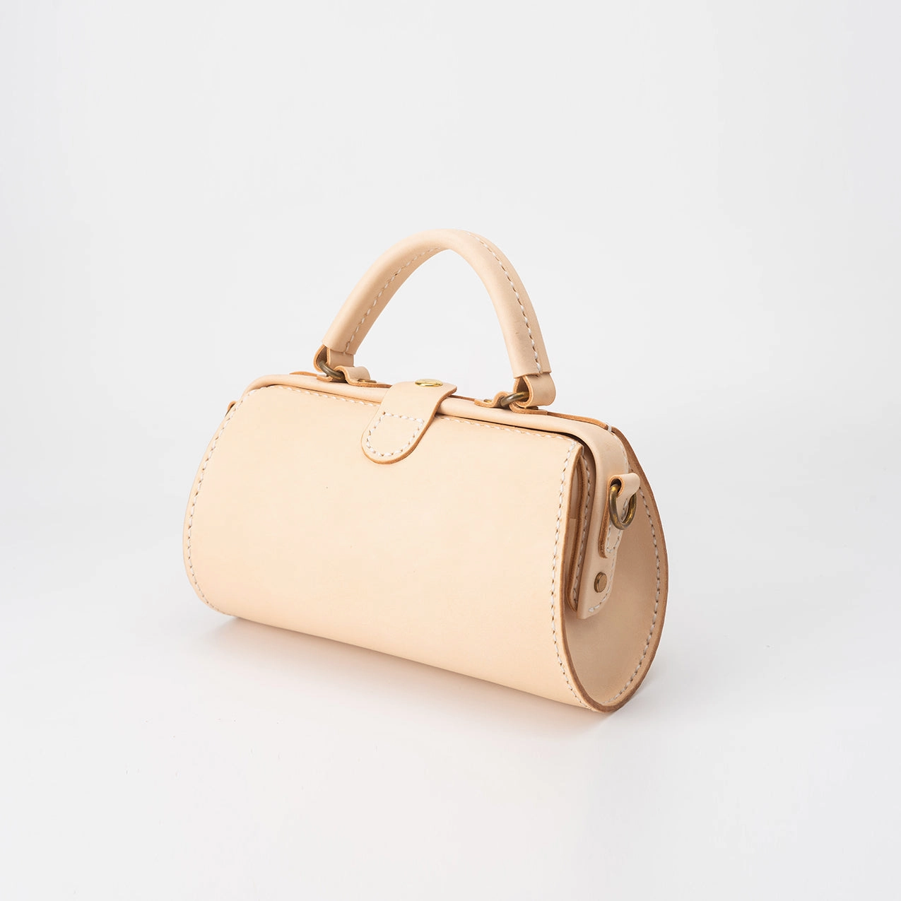 Handmade Womens Leather Doctor Handbag Purse Small Beige Side Bag Doctor Bags for Women Card Section