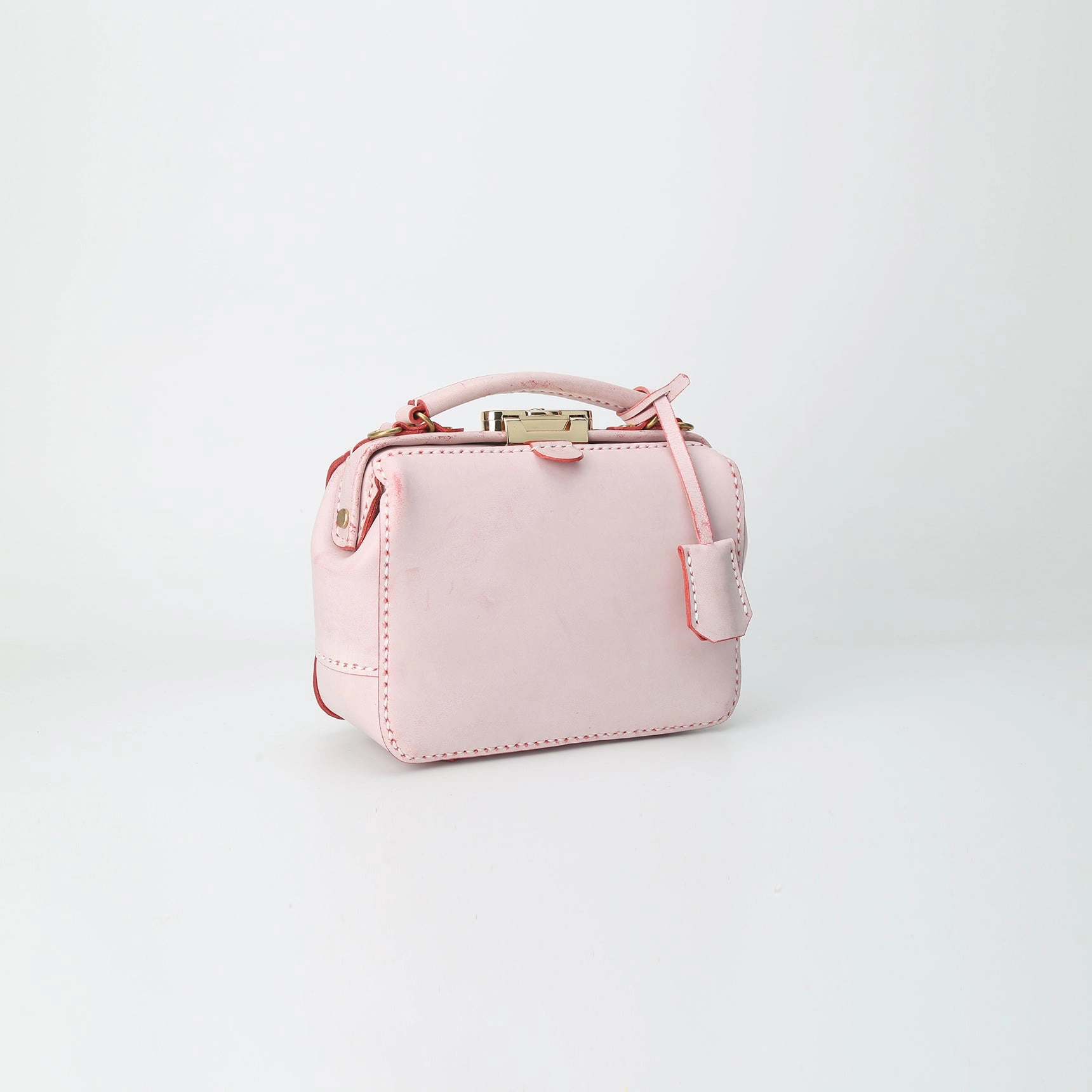 Compact Feature Handmade Womens Pink Leather doctor Handbag Classic shoulder doctor bags Purse for women