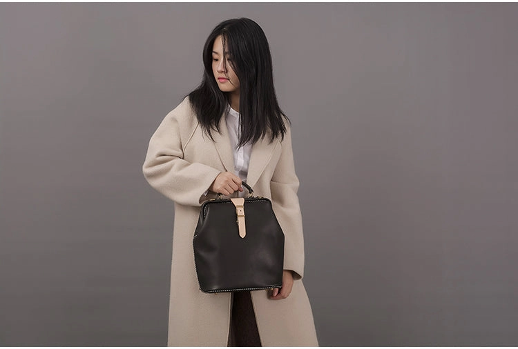 Luxury Essence Office Ready Handmade Womens Red Leather Doctor Backpack Purse Shoulder Doctor Handbag for Women