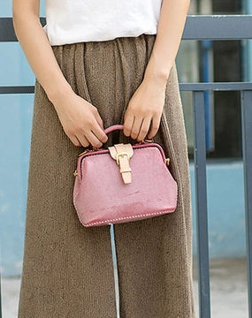 Minimal Touch Handmade Womens Rose Leather Small doctor Purse Rose shoulder doctor bags for women