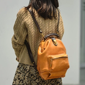 Versatile Look Unique woven handbag Handmade Womens Tan Leather Doctor Backpack Purse Shoulder Doctor Handbags for Women