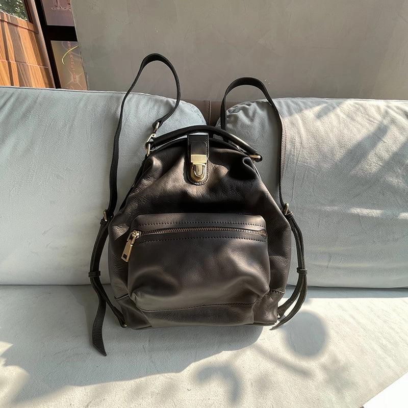 Handmade Womens Tan Leather Doctor Backpack Purse Shoulder Doctor Handbags for Women Versatile Companion