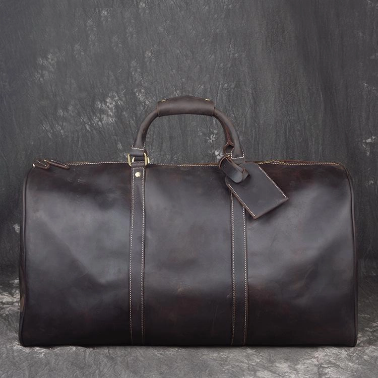 Park Day Genuine Leather Mens Cool Weekender Bag Travel Bag Duffle Bags Overnight Bag Holdall Bag for men