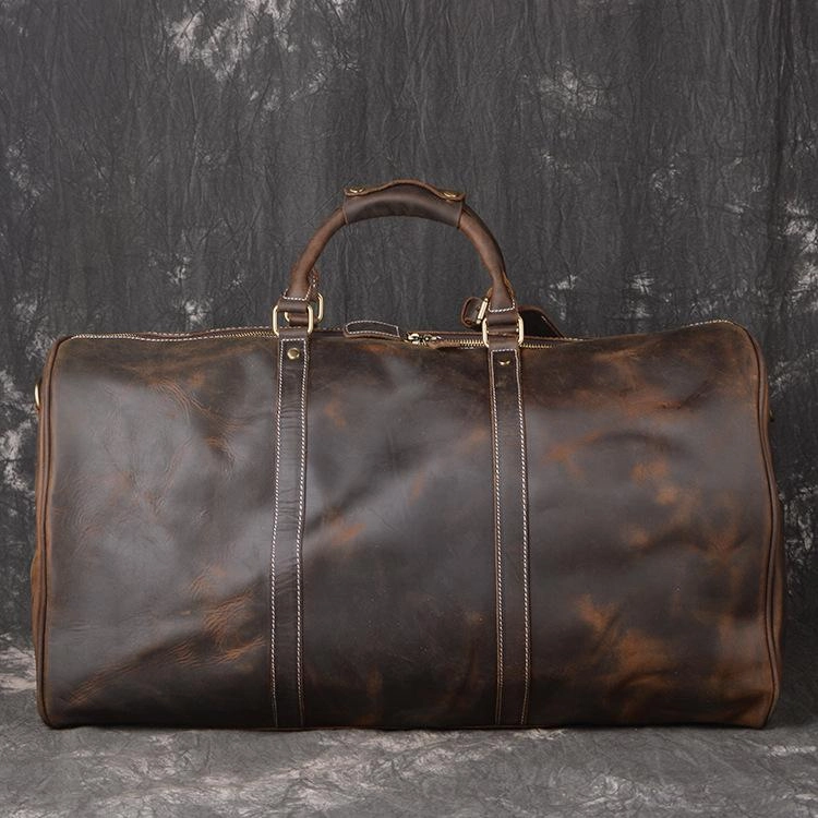 Travel-Ready Design Internal Frame Genuine Leather Mens Cool Weekender Bag Travel Bag Duffle Bags Overnight Bag Holdall Bag for men