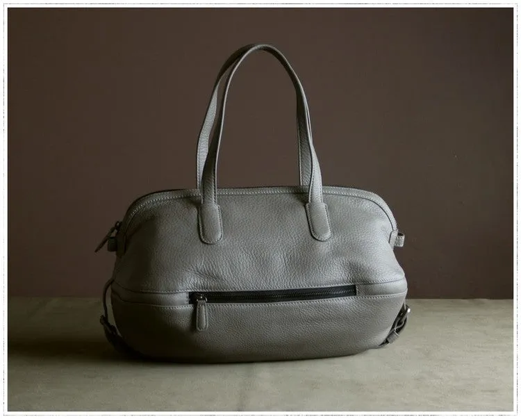 Stylish commuting bag Womens Leather Barrel Shoulder Purse Womens Gray Bucket Leather Handbag Shoulder Bag for Ladies