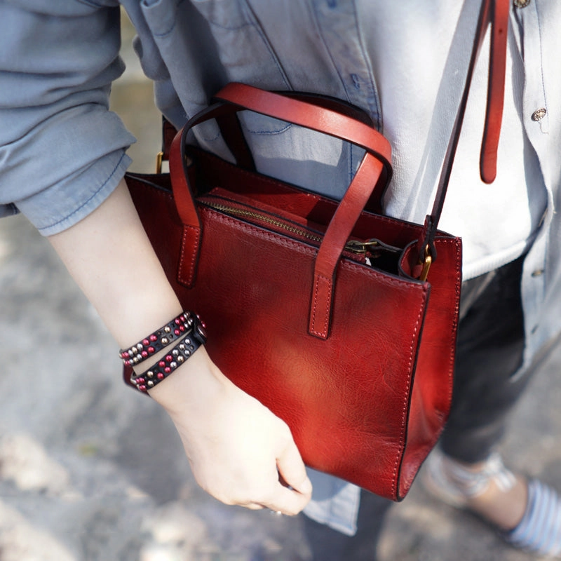 Brown Womens Leather Tote Purse Handbag Shoulder Bag Small for Women Leather Shopper Bag Classic Lifestyle