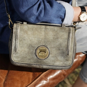 Grey Womens Leather Satchel Side Bag Handbag Leather Women's Satchel Shoulder Bag Crossbody Bag Daily Companion