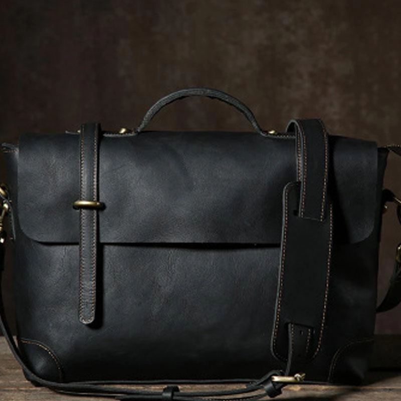 Handmade Leather Mens Cool Messenger Bag Briefcase Work Bag Business Bag Laptop Bag for men Outdoor Lifestyle