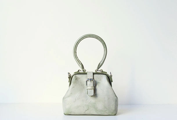 Handmade leather handbag Green doctor bag shoulder bag cossbody bag purse women Modern Organizer