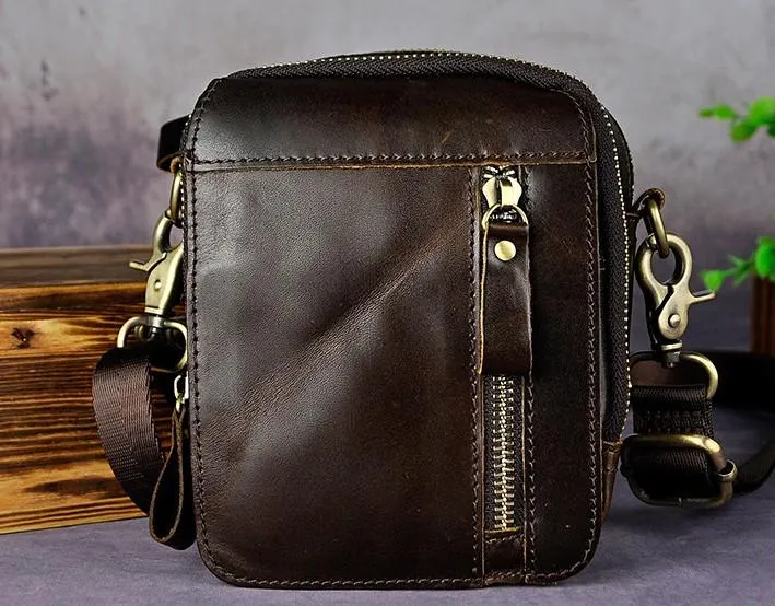 City Gear Compact Proportion Mens Leather Small Belt Pouch Side Bag Holster Belt Case Waist Pouch for Men