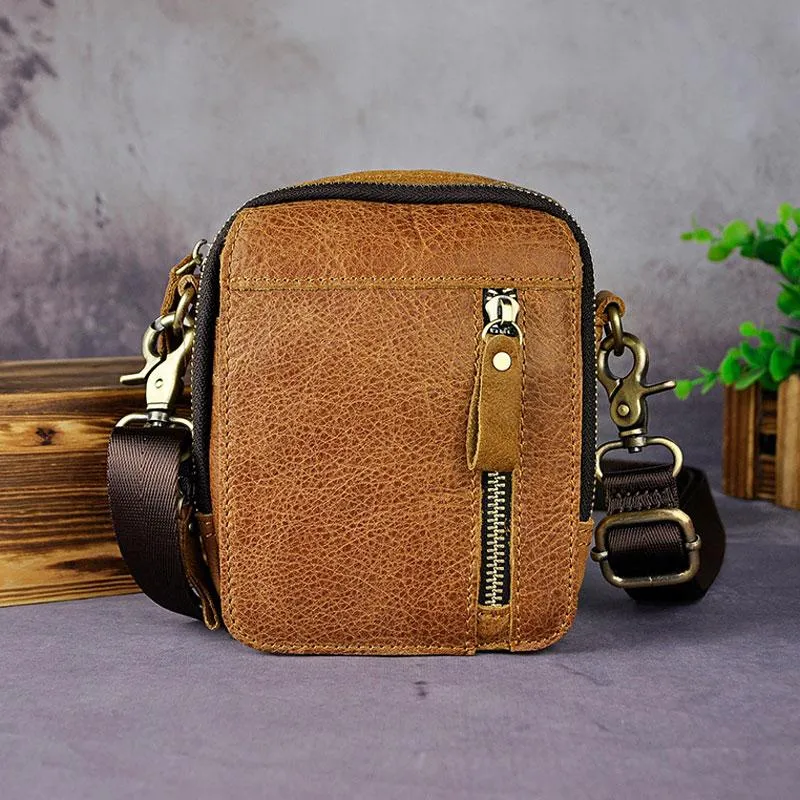 Mens Leather Small Belt Pouch Side Bag Holster Belt Case Waist Pouch for Men Classic Perfection Luxury Precision