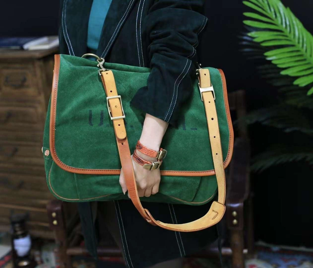 Italian Cowhide Leather Handcrafted Suede Large Everyday Bag, Men's Leather 16-inch Laptop Bag, Leather Tote Bag, Weekend Bag, Men's Shoulder Bag, Mummy Bag Public Speech library event