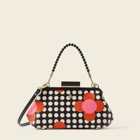 Jenny D Clutch - Fuchsia Flower Polka Dot Urban Adventure Street Fashion
