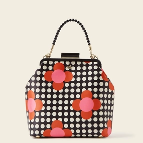 Jenny D Handbag - Fuchsia Flower Polka Dot Weekend Travel