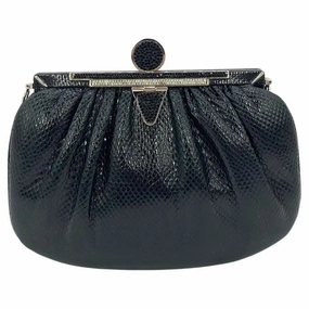 Sophisticated Appeal Timeless Design Judith Leiber Black Lizard Crystal Top Clutch