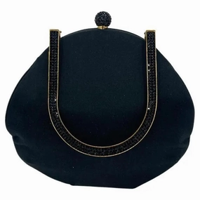 Classic Appeal Exclusive item Judith Leiber black Silk Crystal Fold over Handle Clutch