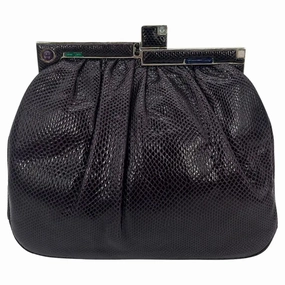 Elegant Form Judith Leiber Dark Purple Lizard Clutch
