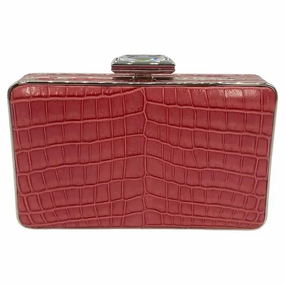 Judith Leiber Pink Alligator Box Clutch Soft Tone