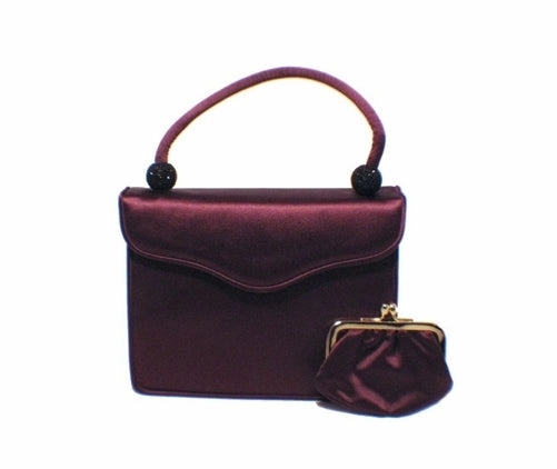 Elegant Appearance Sophisticated Form Judith Leiber Plum Satin  and  Swarovski Evening Bag