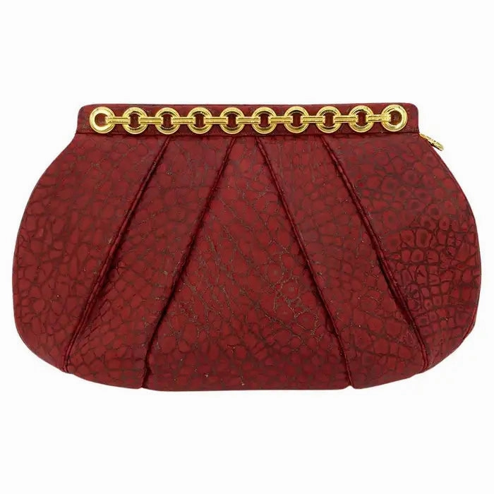 Judith Leiber Red Embossed Alligator Clutch Seasonal Appeal