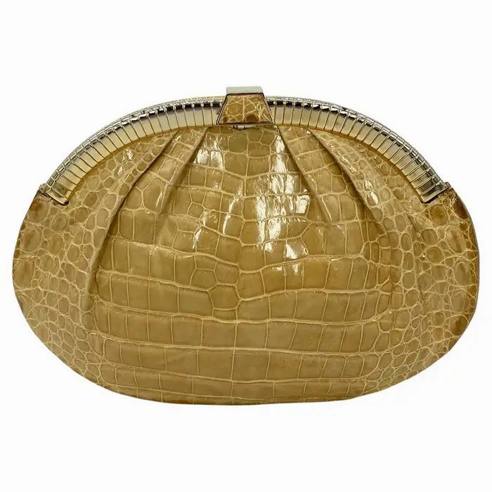 Judith Leiber Tan Alligator Clutch Artisan Made