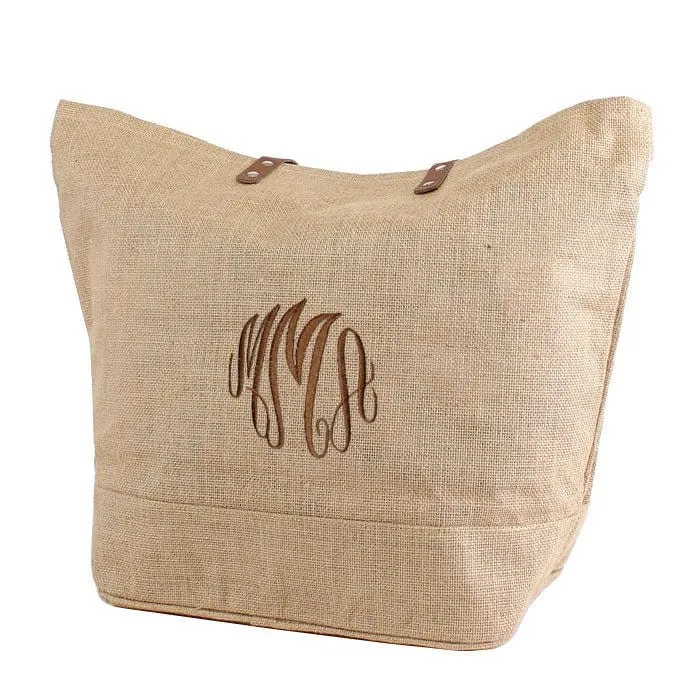 Simple Aesthetic Fashionable Tote JUTE Leather Handle Jute Burlap Tote