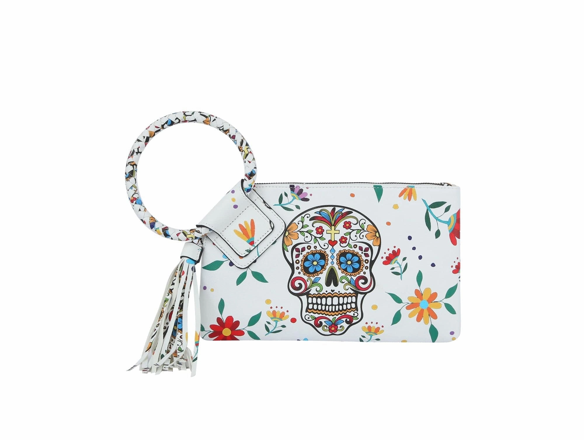 Modern Appearance Urban Adventure JY0406 Gabriela Sugar Skull Day of the Dead Tassel Wristlet/Clutch