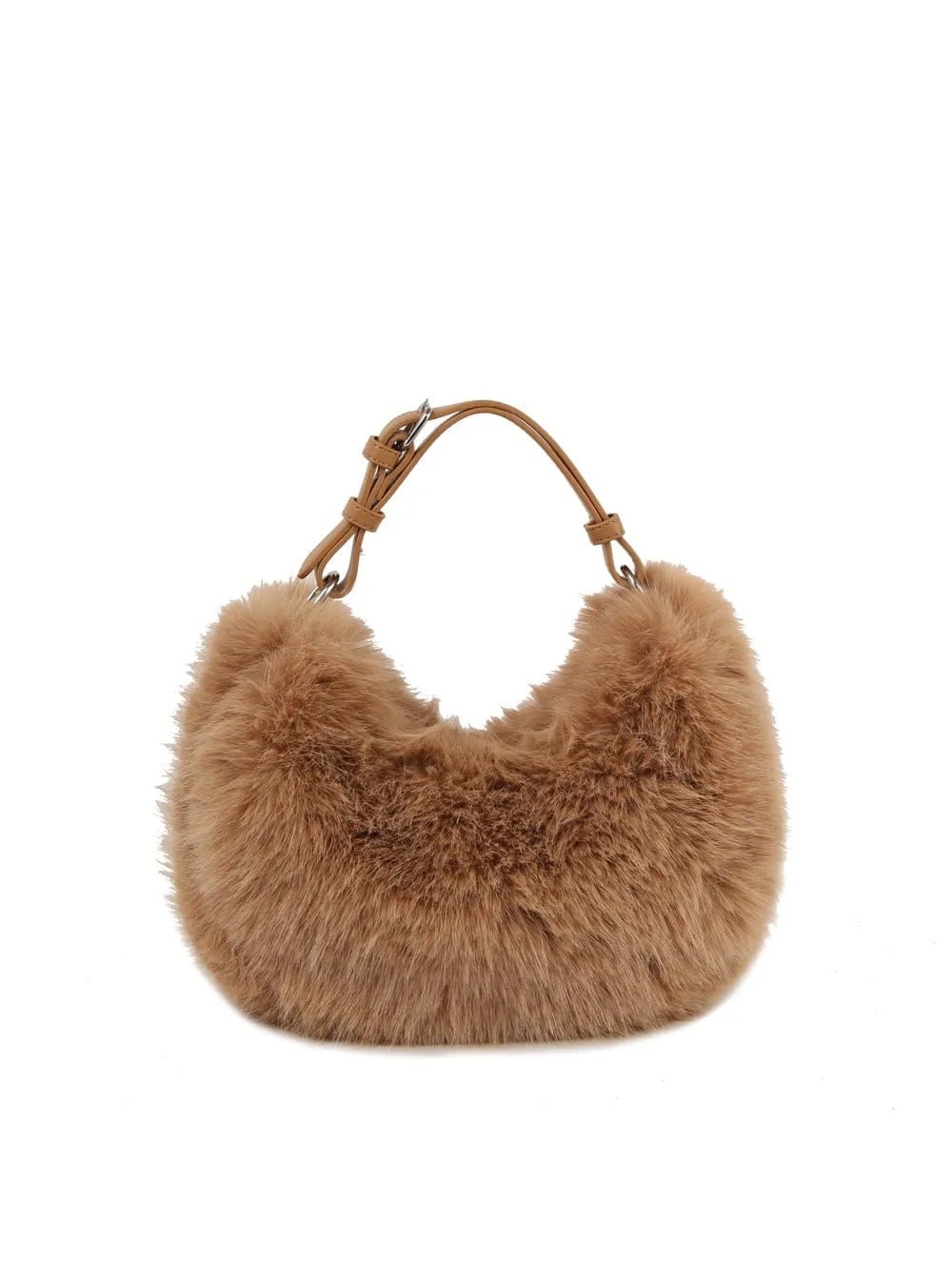 Smartly designed for those who prefer easy access and organization Lightweight Carry Option JY0555 Faux Fur Croissant Handbag/Crossbody Bag