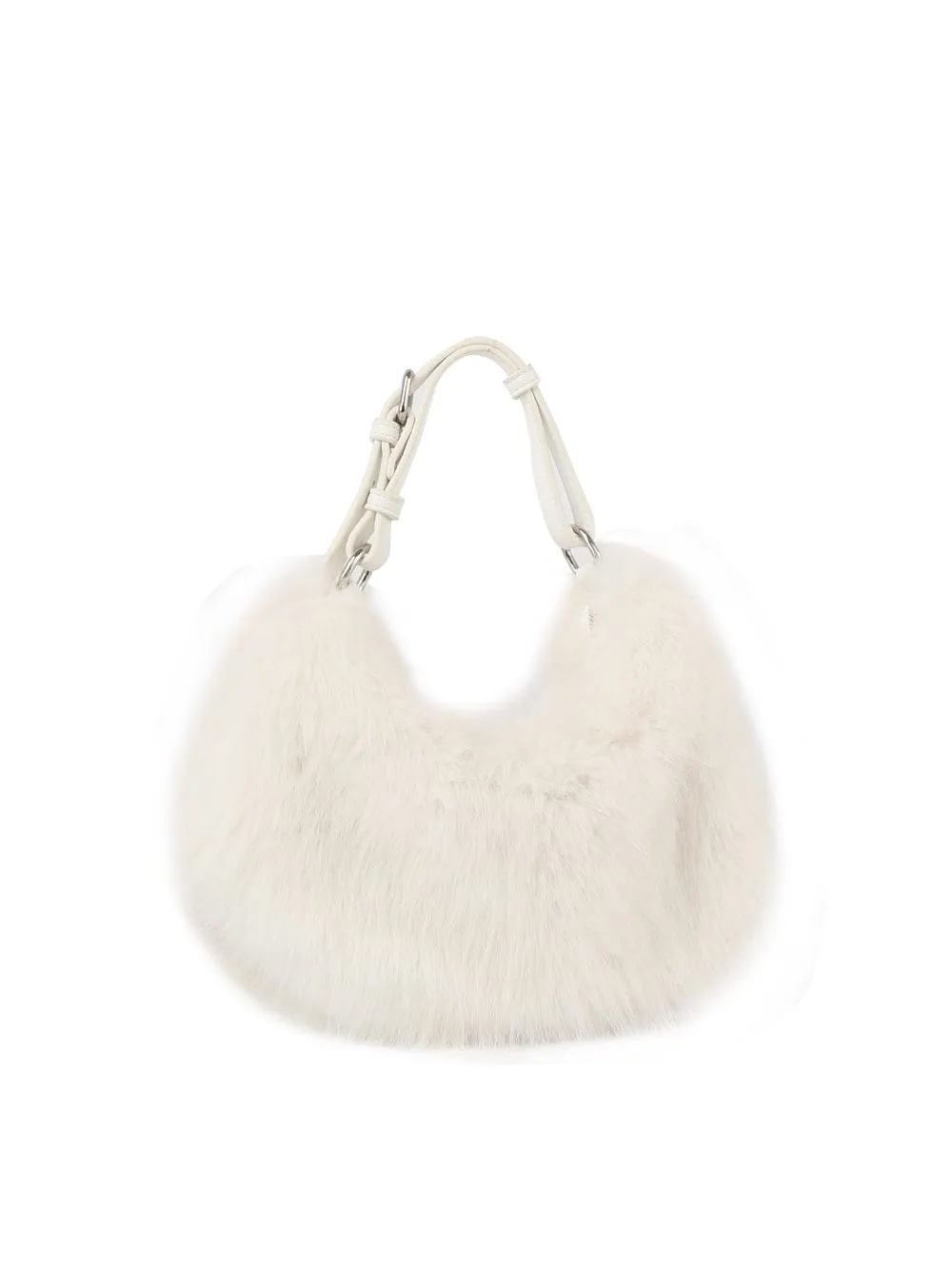 JY0555 Faux Fur Croissant Handbag/Crossbody Bag Urban Minimal Style Compact Functional Gear
