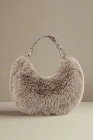 Trendy Modern Look Urban Lifestyle Accessory JY0555 Faux Fur Croissant Handbag/Crossbody Bag