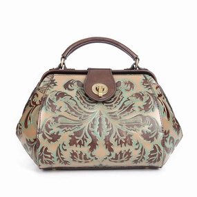 Small Womens White Floral Leather Doctor Handbag Purses Vintage White Doctor Side Purse for Women Summer Fashion