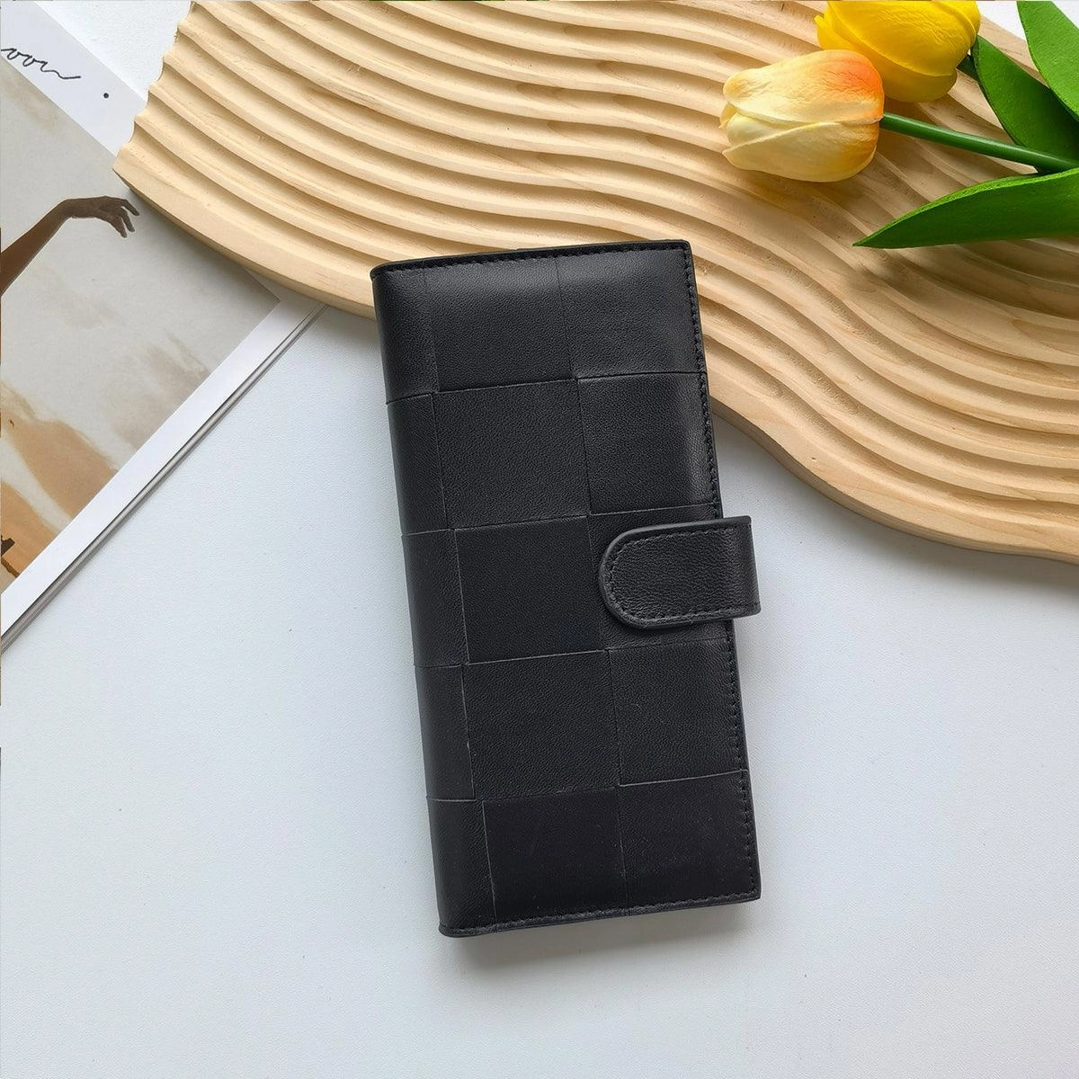 Outdoor companion Lambskin Leather Interwoven Wallet, Women Woven Leather Cards Holder, Handcrafted Trifold Wallet, Designer Wallet, Women Purse, Gift For Her