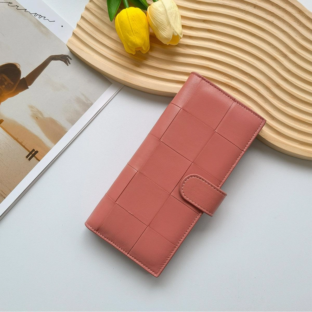 Lambskin Leather Interwoven Wallet, Women Woven Leather Cards Holder, Handcrafted Trifold Wallet, Designer Wallet, Women Purse, Gift For Her practical gear