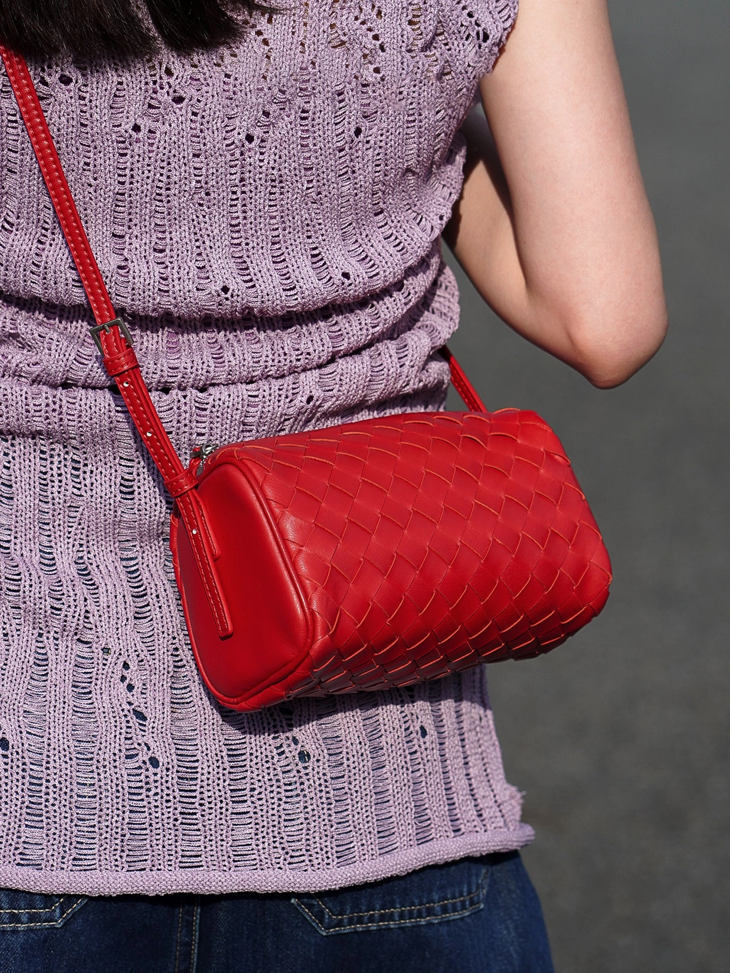 Travel Outfit Timeless Design Lambskin Leather Woven Boston Bag, Mini Designer Bag, Leather Box Shoulder Bag, Classic Leather Handbag, Minimalist Genuine Leather Crossbody Purse