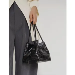 Women's Soft Luxurious Calfskin Leather Handwoven Bucket Shoulder Bag, Crossbody Bag Unisex accessory