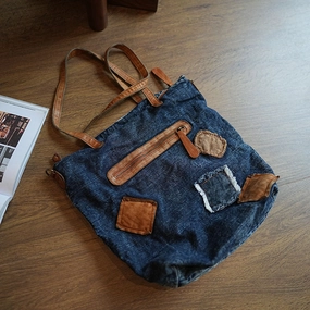Functional Everyday Large Denim Tote Messenger Bag Denim Shoulder Bags Blue Jean Bag Crossbody Bag Jean Tote Bag