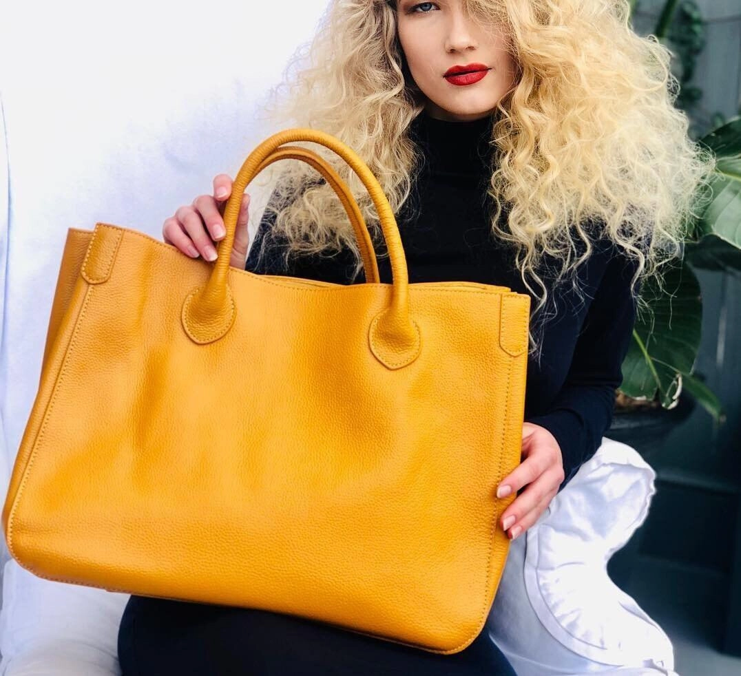 Large Designer Leather Tote Bag ?? Cowhide Leather Classic Bag ?? Must-have Fashion DesignerBag ?? Leather Weekend Bag??Christmas gifts Comfortable Use