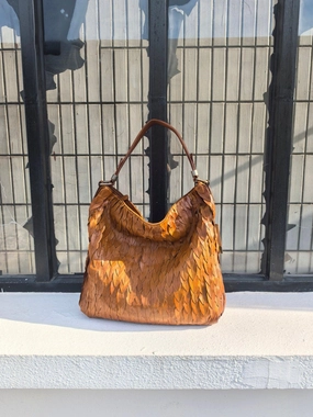 Large Leather Leaf Brick Tote Bag |  Handcrafted Leather Bag, Women Vintage Shopping Bag, Mummy Bag, Gift for Her Versatile utility