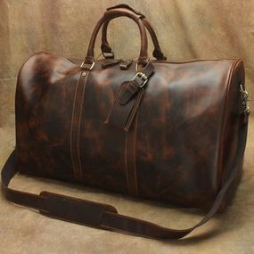 Large Leather Mens Barrel Overnight Bags Weekender Bag Travel Bags For Men Chic Travel
