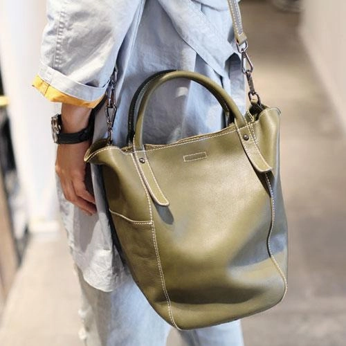 Lightweight accessory Minimal Trend Fashion Womens White Leather Bucket Vertical Tote Bag Bucket Black Shoulder Bag Bucket Handbag Purse