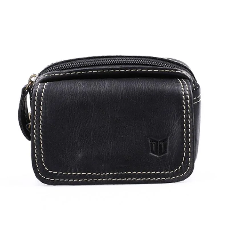 Sleek financial accessory Leather Belt Pouch Mens Small Waist Cases Waist Bag for Men
