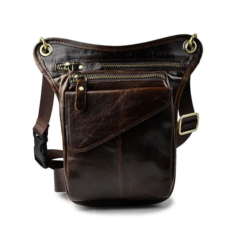 Leather Belt Pouches for Men Leg Drop Bag waist BAG Shoulder Bag For Men Elegant Appeal Soft leather wallet